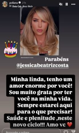 Poliana Rocha mandando um recado para a Jéssica Beatriz nas redes sociais (Reprodução: Instagram)