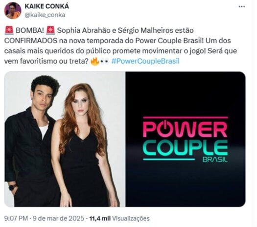 Post sobre Power Couple