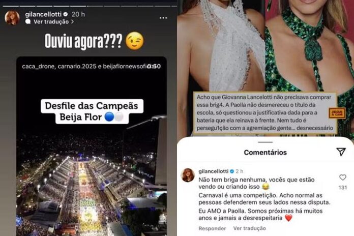 Publicação e comentário de Giovanna Lancellotti. (Foto: reprodução/Instagram)