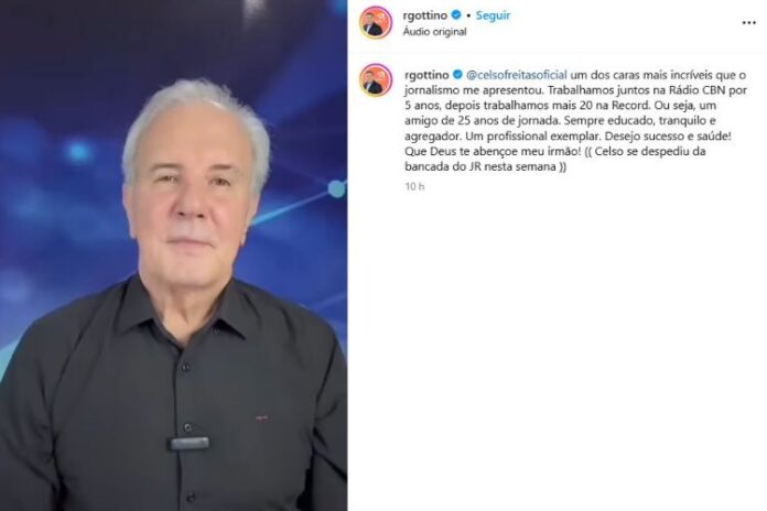 Reinaldo Gottino contando como era trabalhar com o amigo Celso Freitas nos bastidores da Record (Reprodução: Instagram)