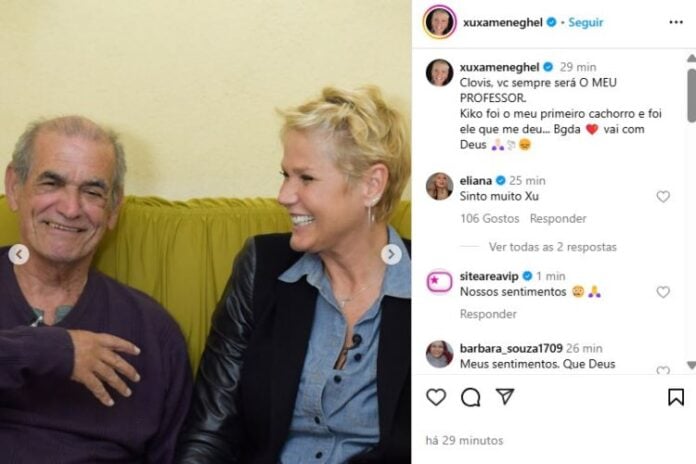 Xuxa lamentando a morte do professor Clovis Marques (Reprodução: Instagram)