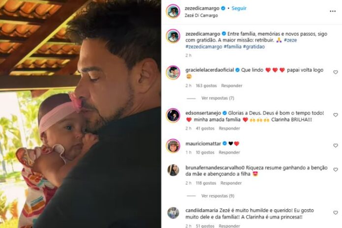 A postagem de Zezé Di Camargo com a Clara (Reprodução: Instagram)