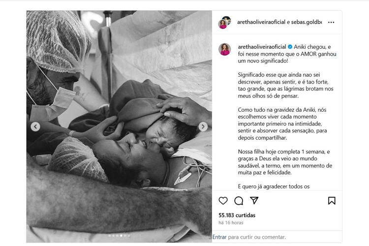 Postagem de Aretha Oliveira