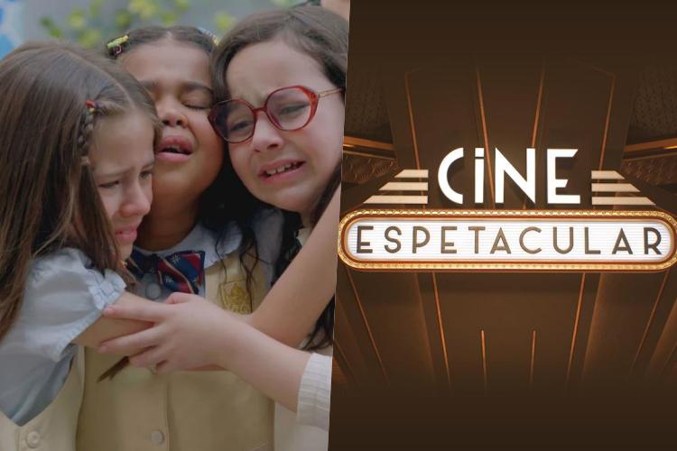 Atrizes mirins de A Caverna Encantada e logo do Cine Espetacular (Montagem/Área VIP/SBT)