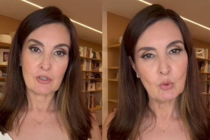 Fátima Bernardes denunciando o crime ao público (Reprodução: Instagram)