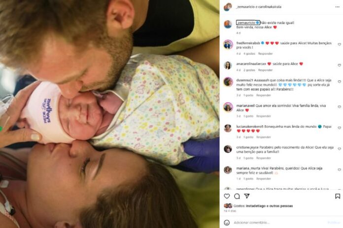José Mauricio Oliveira anunciando a chegada de Alice (Reprodução: Instagram)