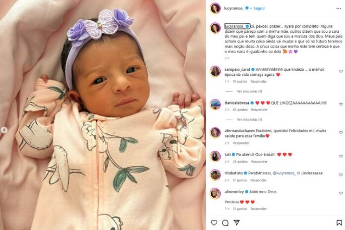 Post de Lucy Ramos mostrando a Kyara (Reprodução: Instagram)