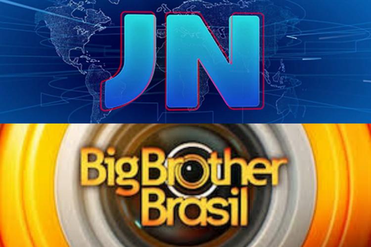 Logos Jornal Nacional e BBB25 :(Montagem/Ára VIP/Globo)