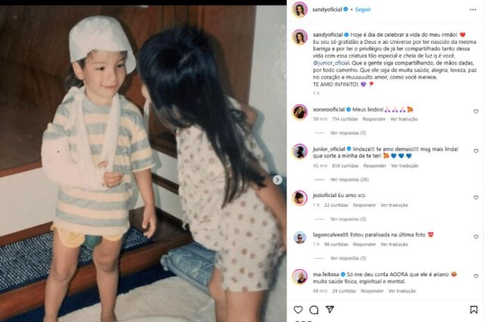 Post de Sandy ao Junior Lima (Reprodução: Instagram)