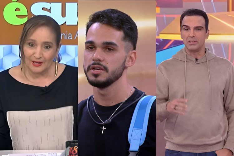 Sonia Abrão, João Gabriel e Tadeu Schmidt (Reprodução: RedeTV!/ TV Globo)